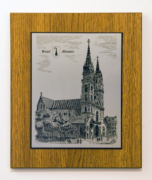 Zinnstich Basler Münster 26 x 22 cm