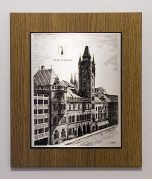 Zinnstich Basler Ratshaus 32,5 x 27 cm